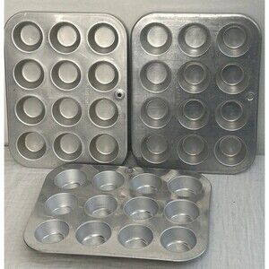Vintage Chilton Ware Metal Baking Mini Muffin Egg Bite Pan USA Set Of 3 *12 Each